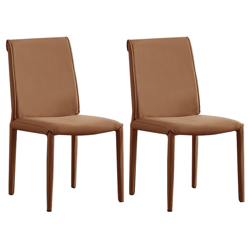 Designer Style Home Leather Side Chair Matte Finish Solid Back Dining Chair