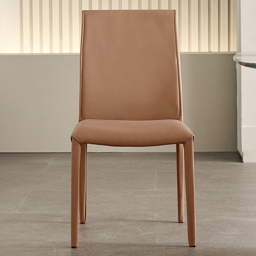 Silla lateral de cuero para el hogar, estilo diseñador, acabado mate, respaldo sólido, silla de comedor