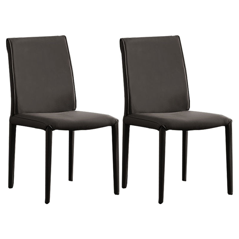 Silla lateral de cuero para el hogar, estilo diseñador, acabado mate, respaldo sólido, silla de comedor