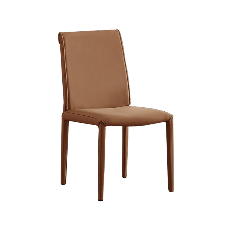Silla lateral de cuero para el hogar, estilo diseñador, acabado mate, respaldo sólido, silla de comedor