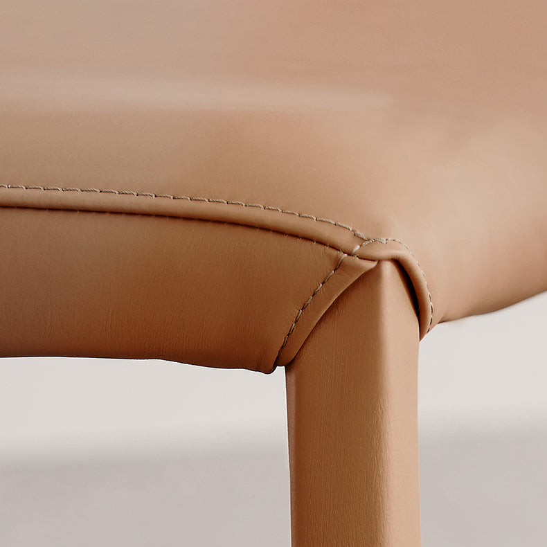 Silla lateral de cuero para el hogar, estilo diseñador, acabado mate, respaldo sólido, silla de comedor