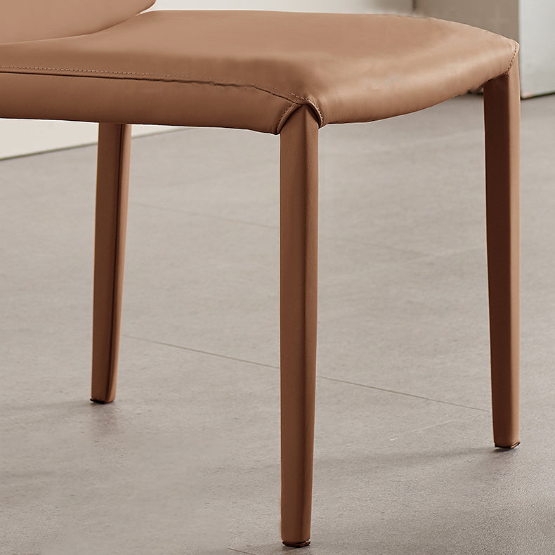 Silla lateral de cuero para el hogar, estilo diseñador, acabado mate, respaldo sólido, silla de comedor