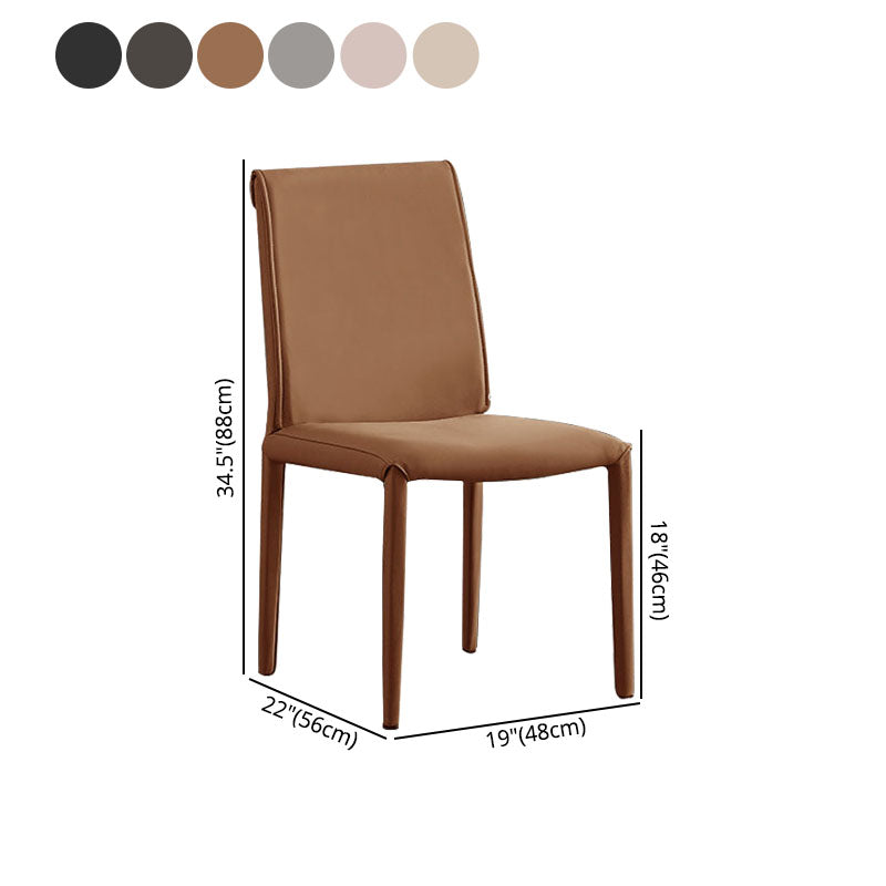 Silla lateral de cuero para el hogar, estilo diseñador, acabado mate, respaldo sólido, silla de comedor