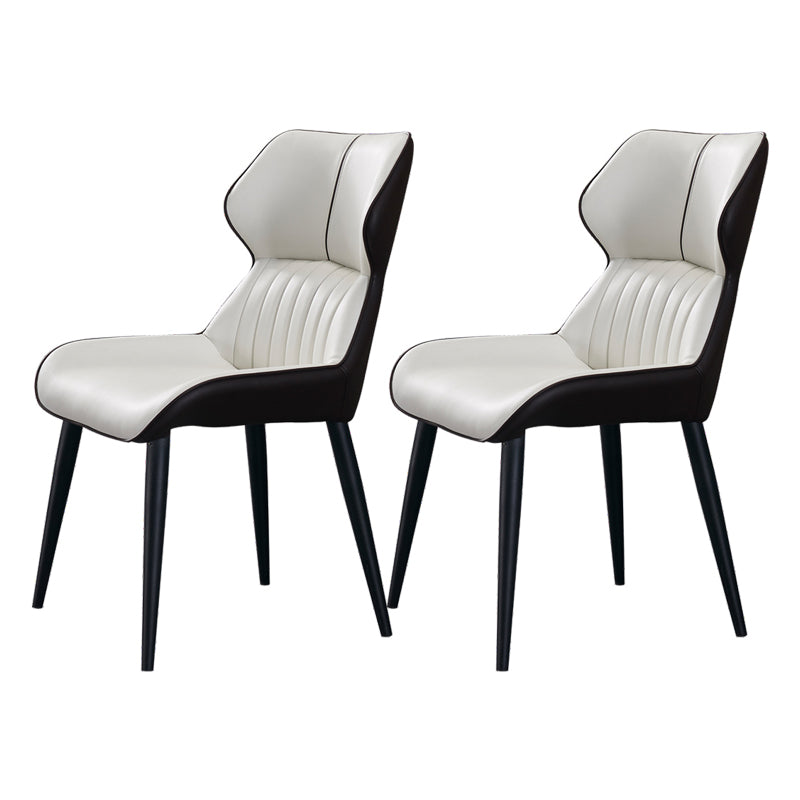 Contemporary Dining Chairs Leather Curved Parsons Arm Chair for Brasserie