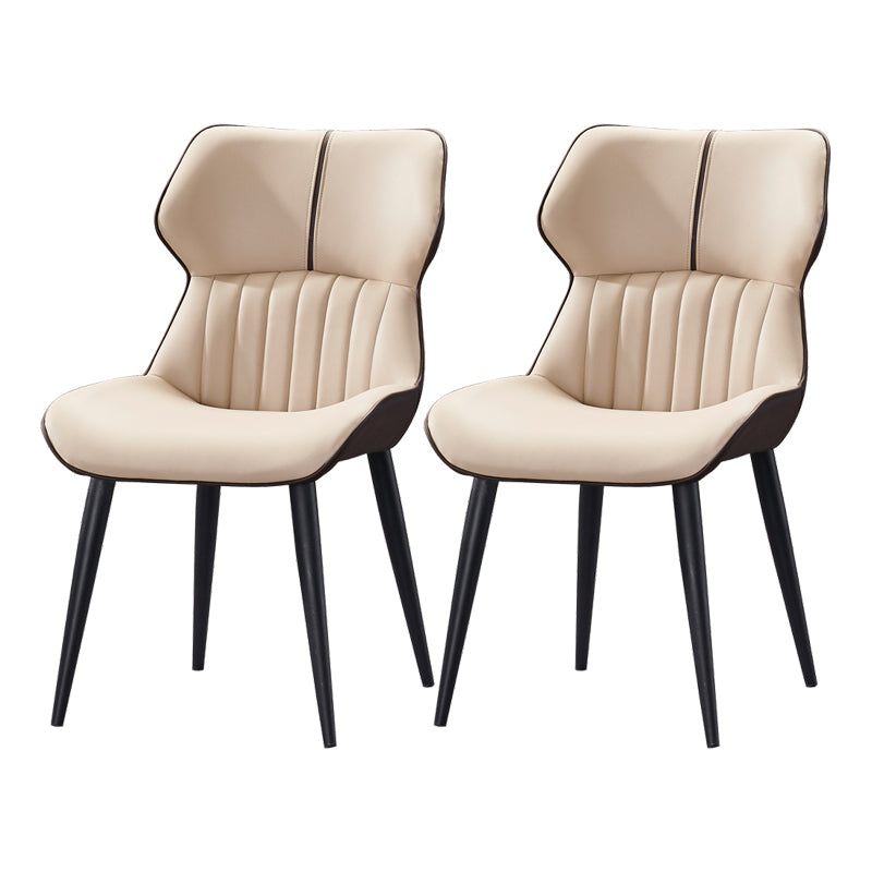 Contemporary Dining Chairs Leather Curved Parsons Arm Chair for Brasserie