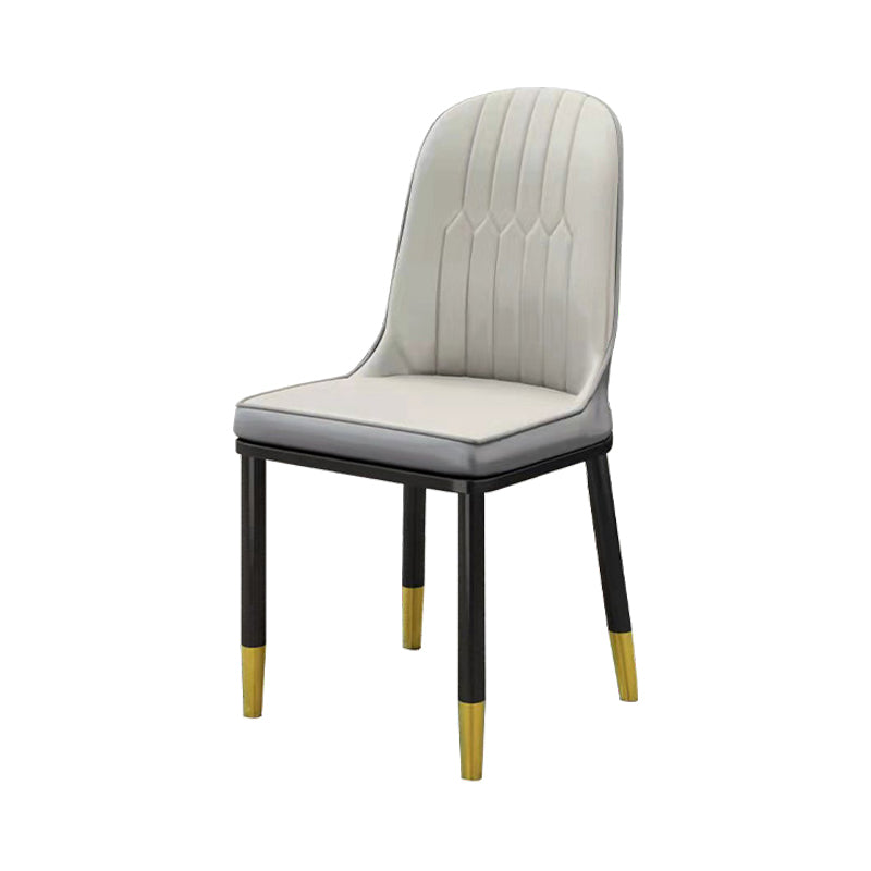 Scandinavian Style PU Leather Dining Chairs Solid Back Armless Dining Chair