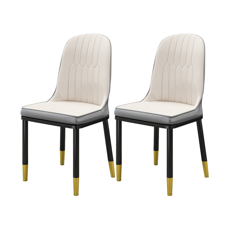 Silla de comedor sin brazos con respaldo sólido de comedor de cuero de PU de estilo escandinavo