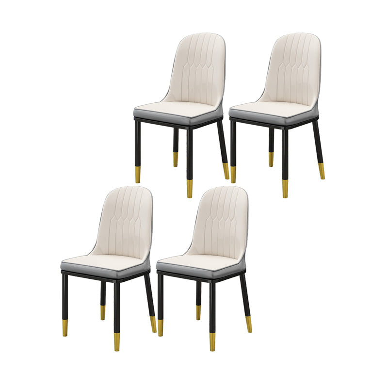 Silla de comedor sin brazos con respaldo sólido de comedor de cuero de PU de estilo escandinavo