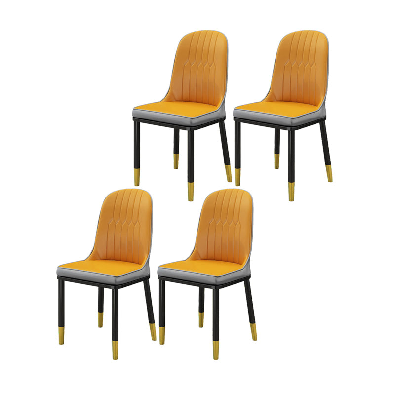 Silla de comedor sin brazos con respaldo sólido de comedor de cuero de PU de estilo escandinavo