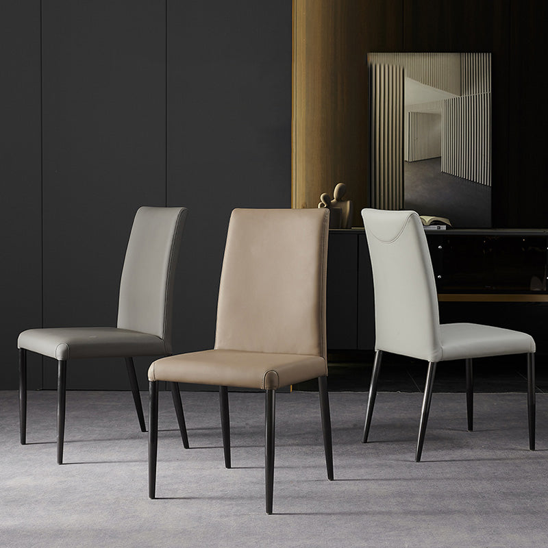 Sillas laterales de comedor con respaldo sólido de diseño industrial, sillas de comedor de piel sintética