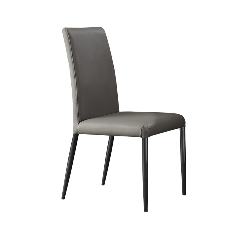 Industrial Design Solid Back Dining Side Chairs Faux Leather Dining Chairs