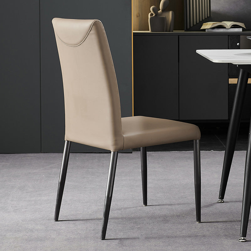 Sillas laterales de comedor con respaldo sólido de diseño industrial, sillas de comedor de piel sintética
