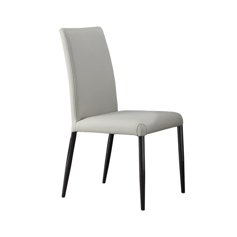 Industrial Design Solid Back Dining Side Chairs Faux Leather Dining Chairs