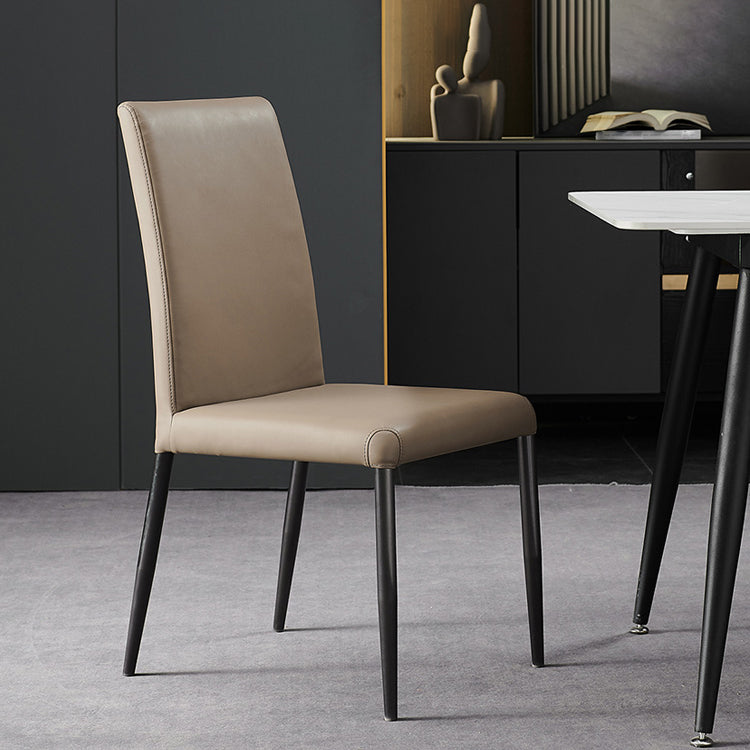 Sillas laterales de comedor con respaldo sólido de diseño industrial, sillas de comedor de piel sintética