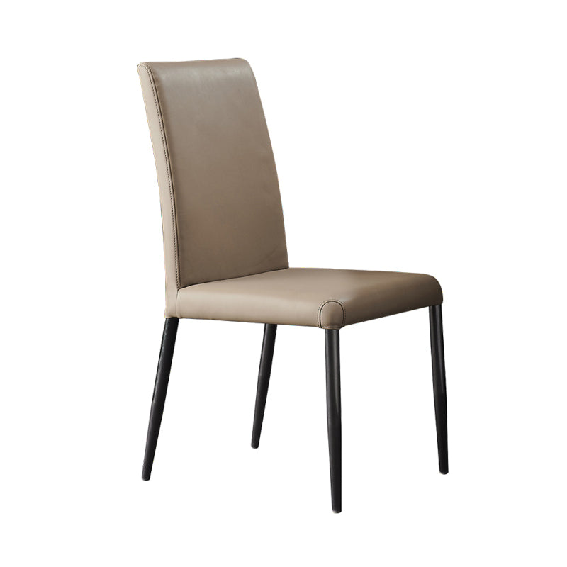 Industrial Design Solid Back Dining Side Chairs Faux Leather Dining Chairs