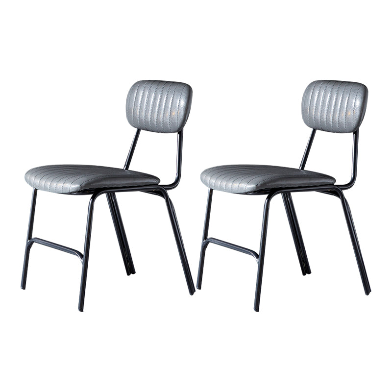 Industrial Design Open Back Dining Side Chairs Faux Leather Dining Chairs