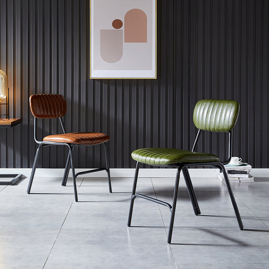 Sillas laterales de comedor con respaldo abierto de diseño industrial Sillas de comedor de piel sintética