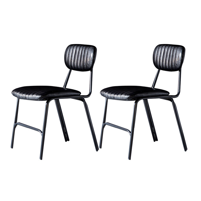 Industrial Design Open Back Dining Side Chairs Faux Leather Dining Chairs