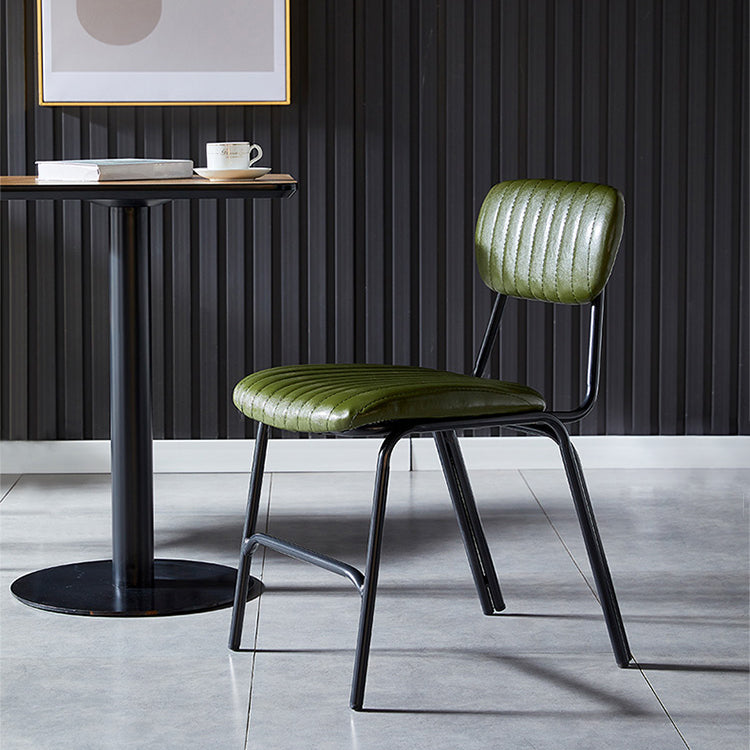 Sillas laterales de comedor con respaldo abierto de diseño industrial Sillas de comedor de piel sintética