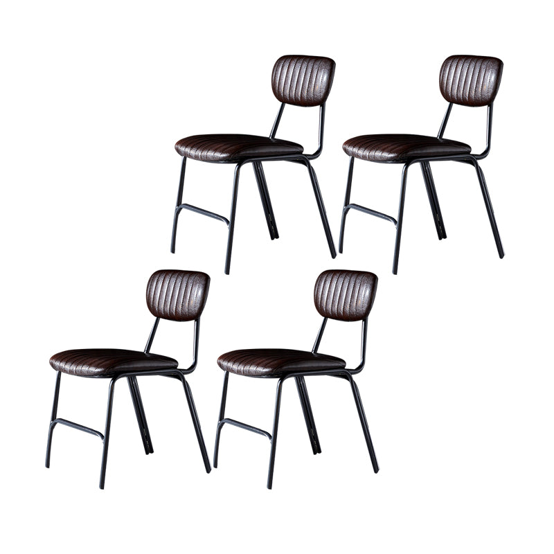 Sillas laterales de comedor con respaldo abierto de diseño industrial Sillas de comedor de piel sintética