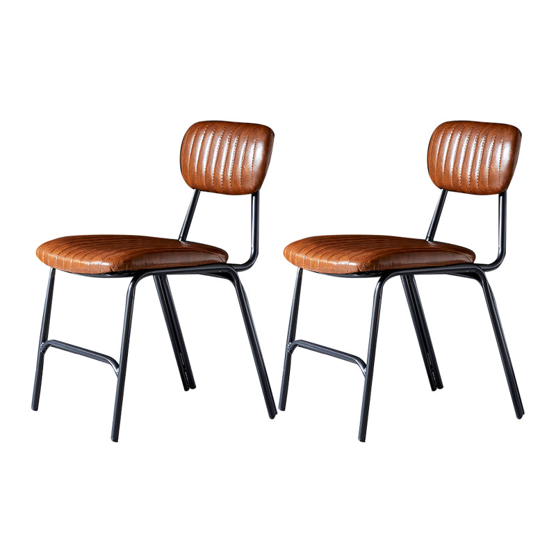 Industrial Design Open Back Dining Side Chairs Faux Leather Dining Chairs