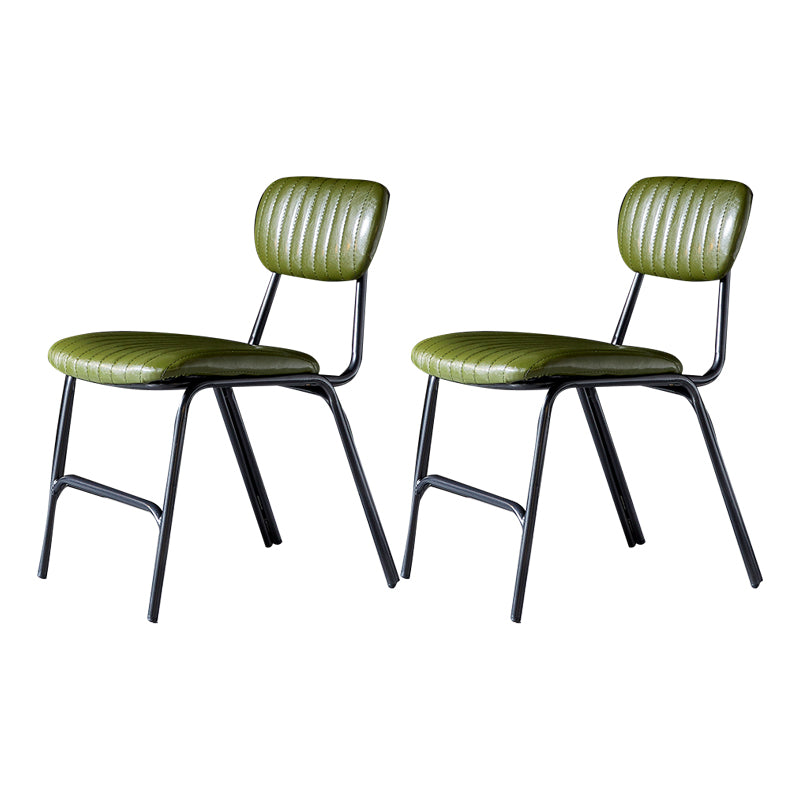 Industrial Design Open Back Dining Side Chairs Faux Leather Dining Chairs