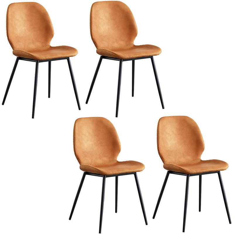 Sillas de comedor de metal contemporáneo, sillas laterales sin brazos con respaldo lateral para cocina