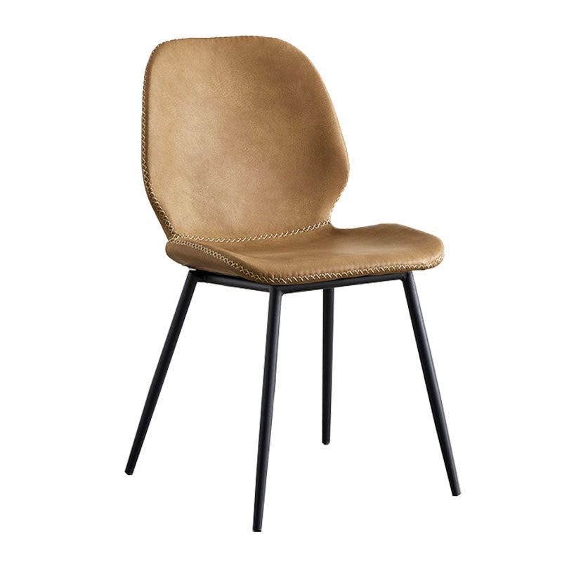 Sillas de comedor de metal contemporáneo, sillas laterales sin brazos con respaldo lateral para cocina