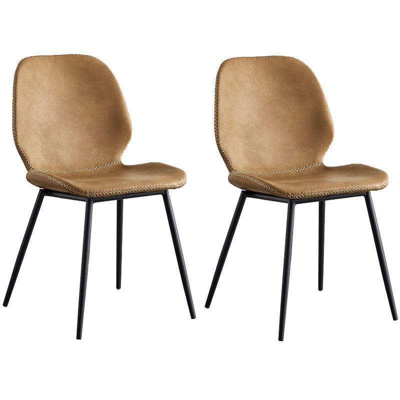 Sillas de comedor de metal contemporáneo, sillas laterales sin brazos con respaldo lateral para cocina