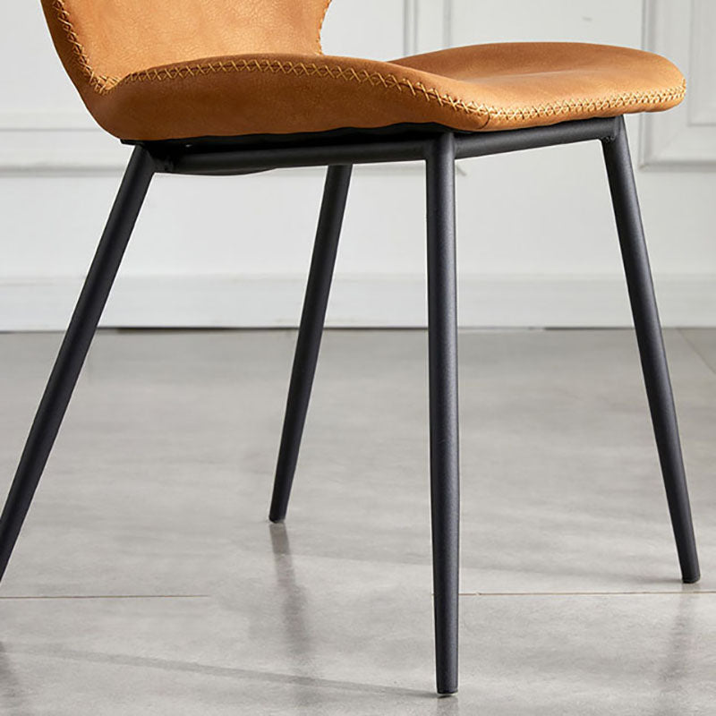 Sillas de comedor de metal contemporáneo, sillas laterales sin brazos con respaldo lateral para cocina
