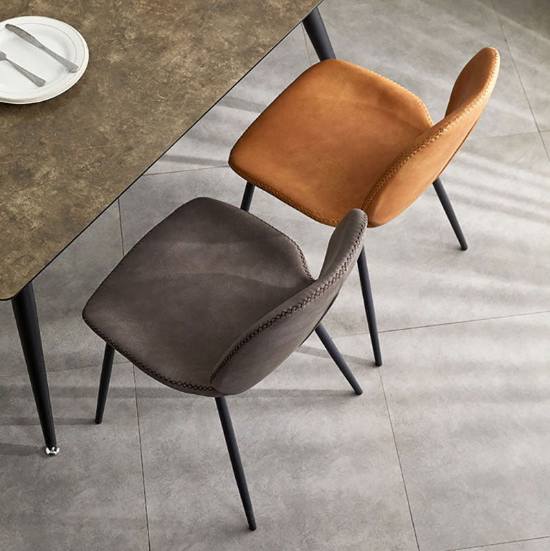 Sillas de comedor de metal contemporáneo, sillas laterales sin brazos con respaldo lateral para cocina