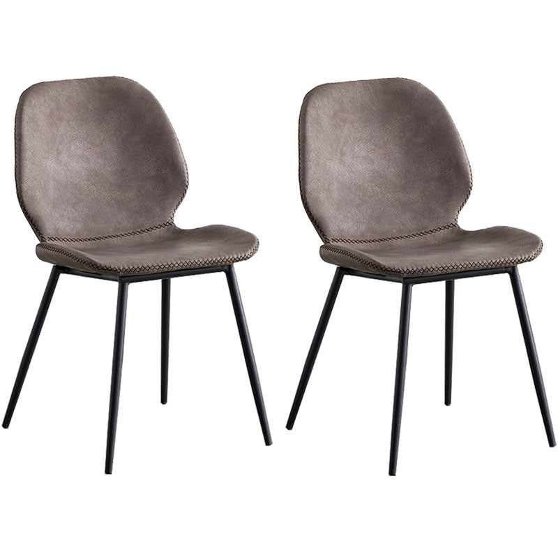 Sillas de comedor de metal contemporáneo, sillas laterales sin brazos con respaldo lateral para cocina