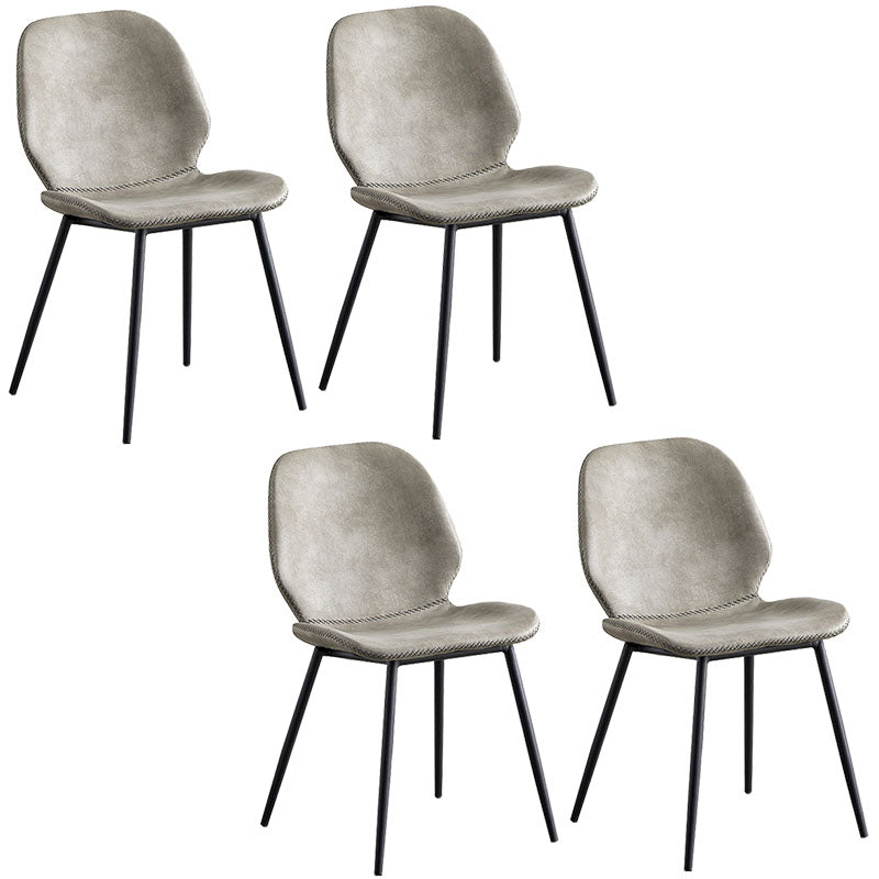 Sillas de comedor de metal contemporáneo, sillas laterales sin brazos con respaldo lateral para cocina