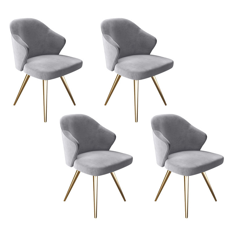 Silla de comedor de metal Glam, sillas laterales tapizadas para uso doméstico