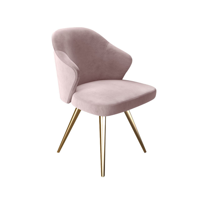 Glam Metal Dining Arm Chair Upholstered Side Chairs for Home Use