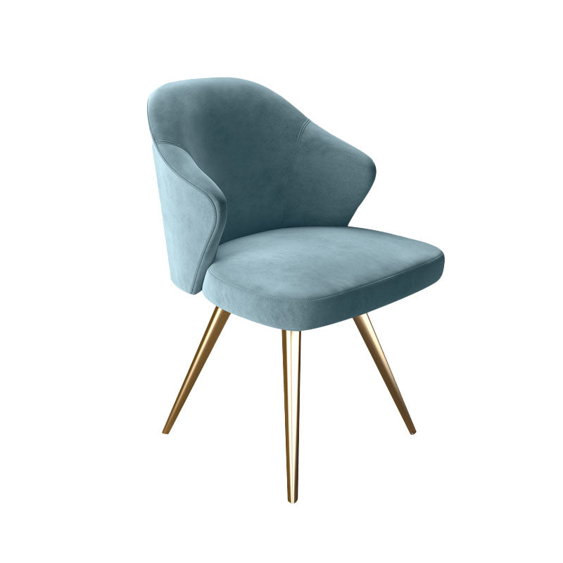 Silla de comedor de metal Glam, sillas laterales tapizadas para uso doméstico