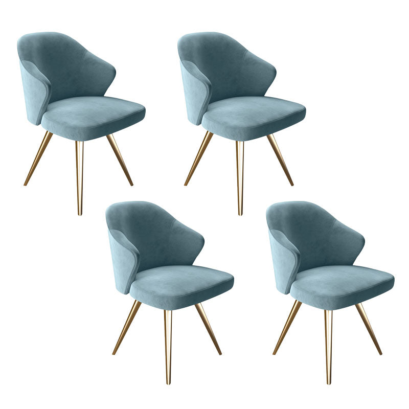 Silla de comedor de metal Glam, sillas laterales tapizadas para uso doméstico