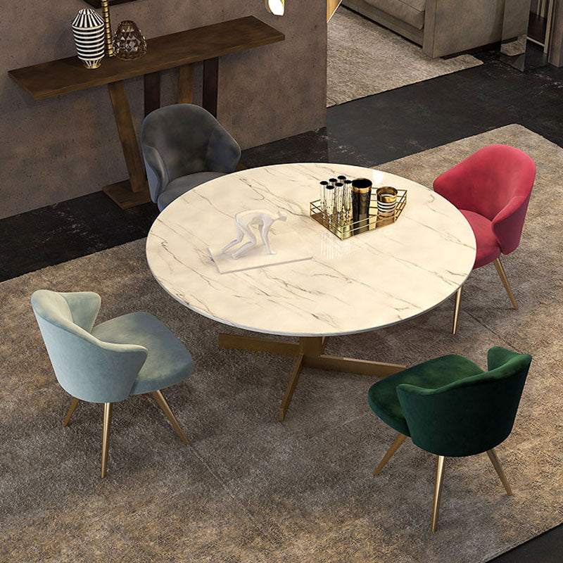 Silla de comedor de metal Glam, sillas laterales tapizadas para uso doméstico