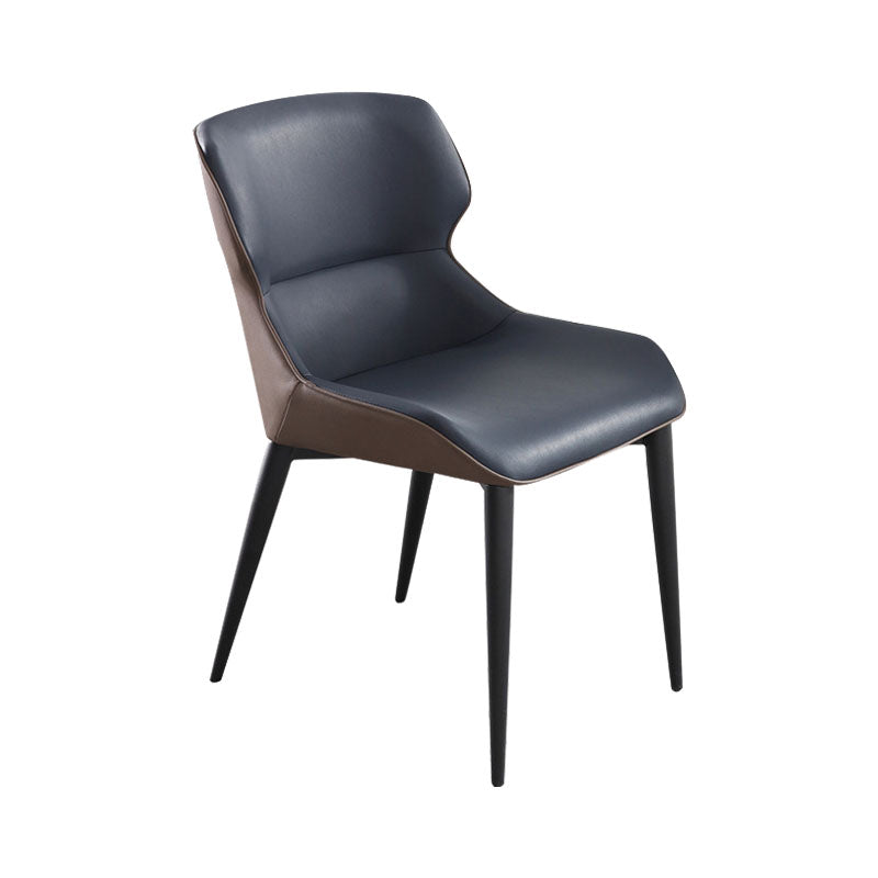 Contemporary Dining Room Chairs Matte Finish Leather Curved Parsons Arm Chair