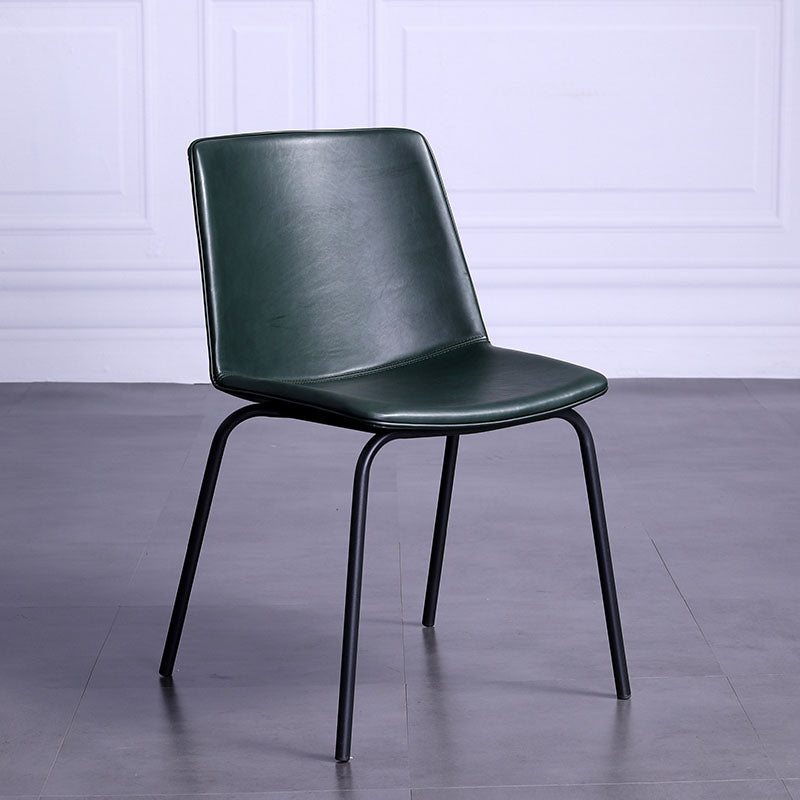 Contemporary Hotel Solid Back Side Chair Leather Matte Finish Dining Chair