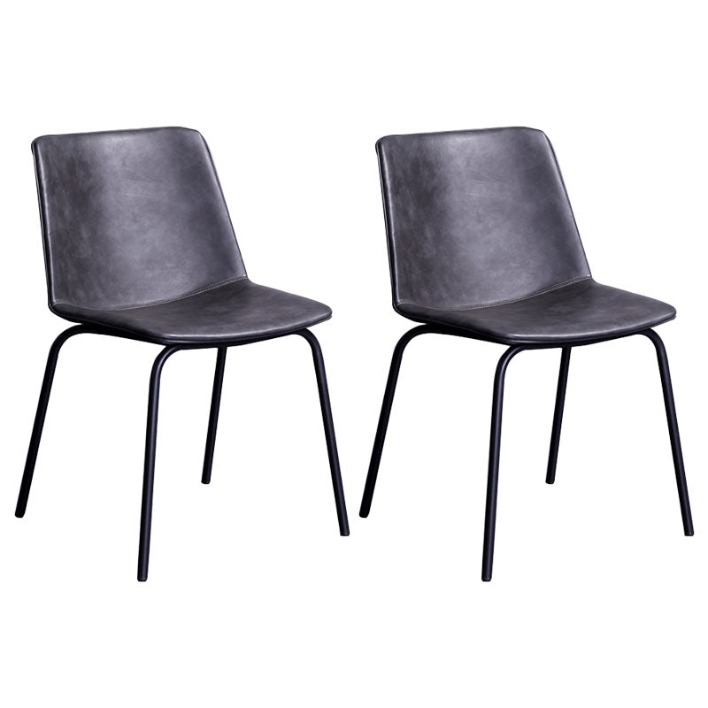 Silla de comedor con acabado mate de cuero de silla lateral con respaldo sólido de hotel contemporáneo