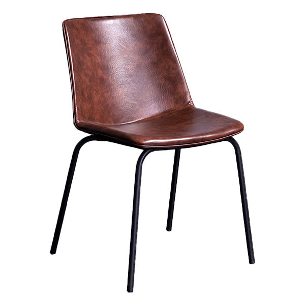 Silla de comedor con acabado mate de cuero de silla lateral con respaldo sólido de hotel contemporáneo