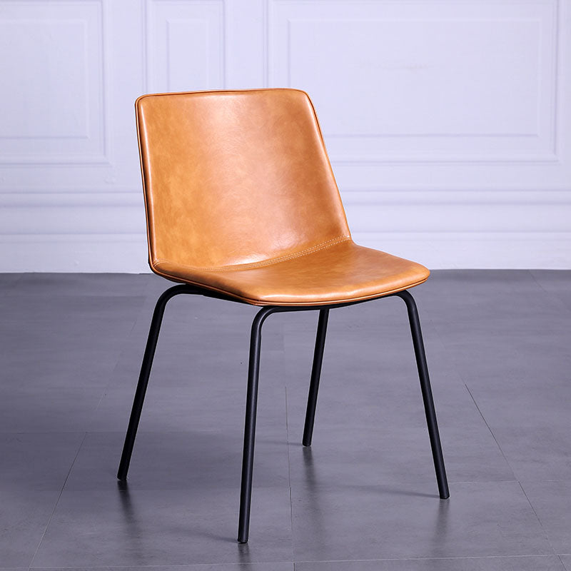Contemporary Hotel Solid Back Side Chair Leather Matte Finish Dining Chair