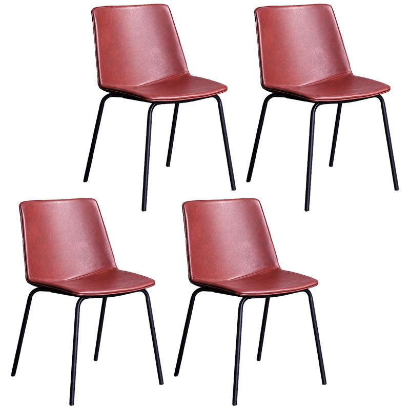 Silla de comedor con acabado mate de cuero de silla lateral con respaldo sólido de hotel contemporáneo