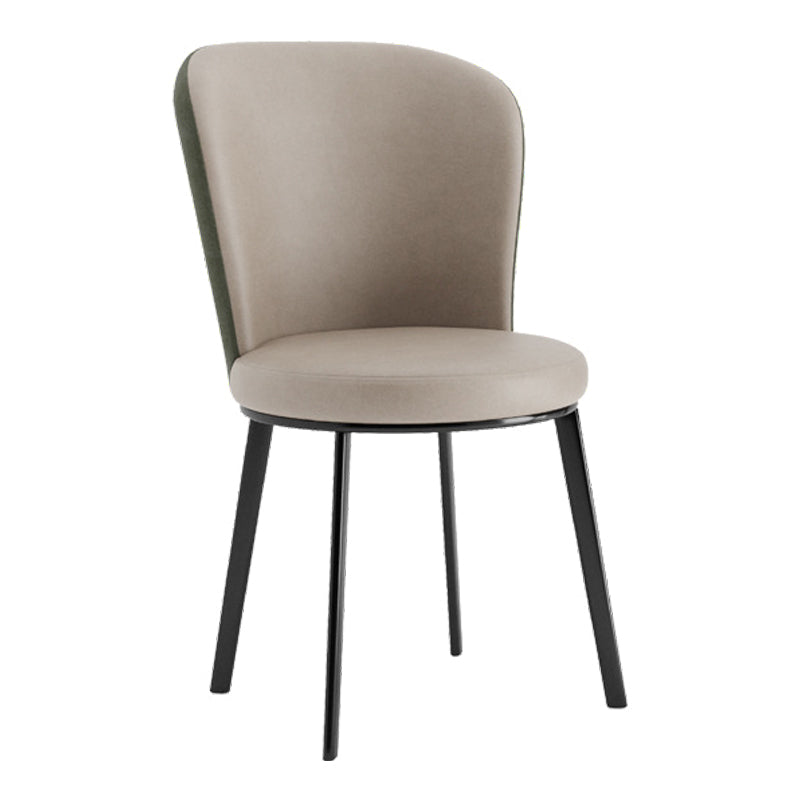 Contemporary Dining Room Side Chairs Matte Finish Leather Curved Parsons Chair