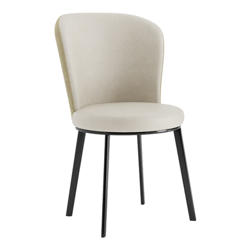 Contemporary Dining Room Side Chairs Matte Finish Leather Curved Parsons Chair