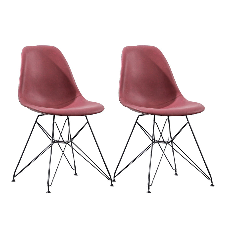 Design industriale in pelle sedia da sala da pranzo senza braccio sedia da pranzo solido