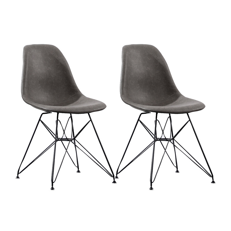 Design industriale in pelle sedia da sala da pranzo senza braccio sedia da pranzo solido