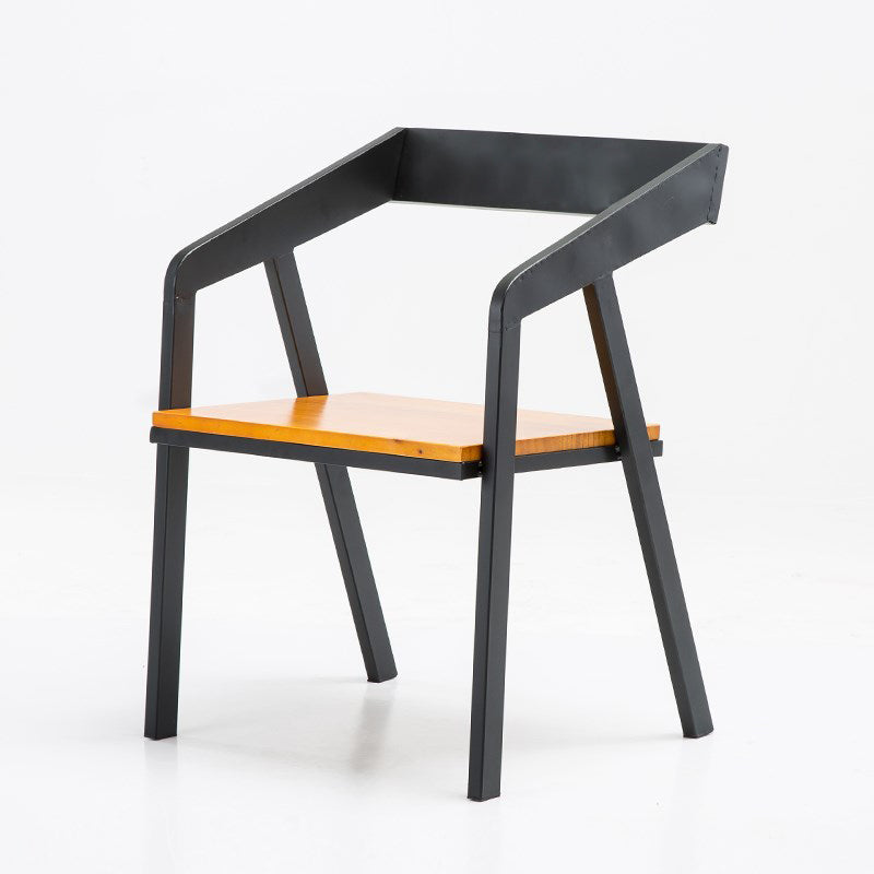 1/5 pcs Juego de comedor industrial de metal con mesa de mesa de madera de pino