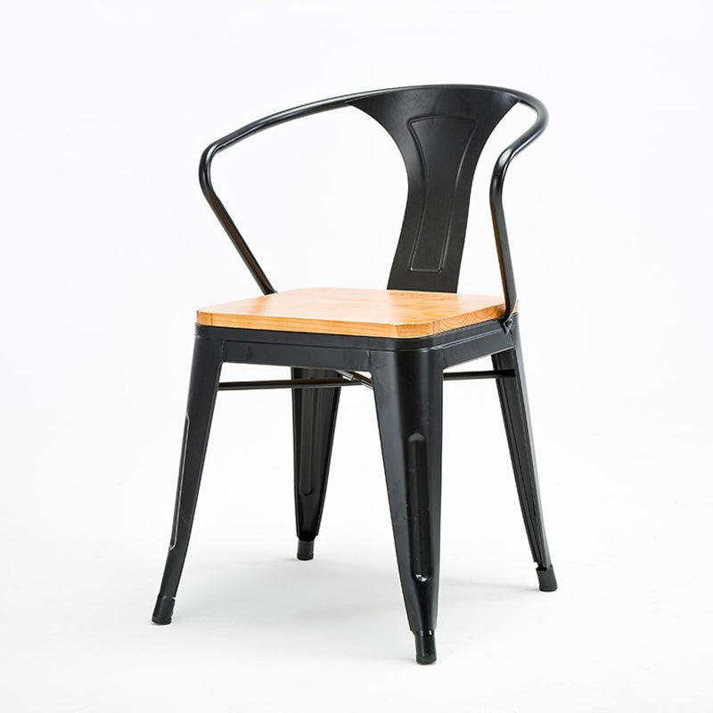 1/5 pcs Juego de comedor industrial de metal con mesa de mesa de madera de pino